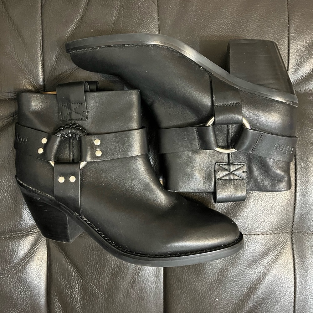 See by Chloe pull on, ring detail booties, size 39.5, fits like 8.5.